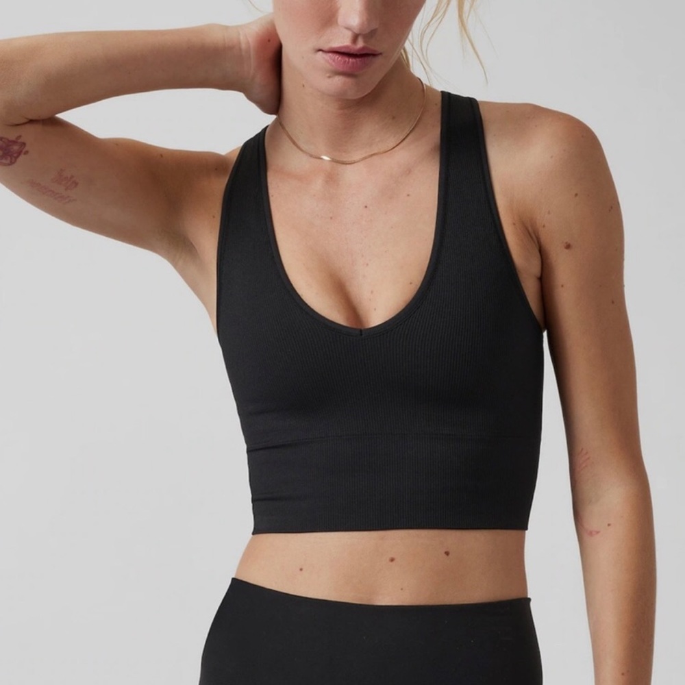 Athleta Aurora Crop Ribbed Tank Top Black